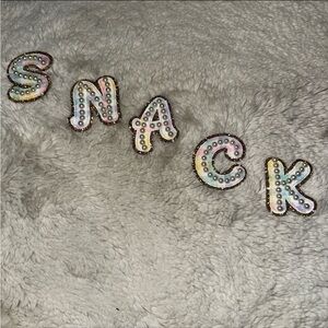 NEW Stoney Clover Lane Pearl Embellished Patches spelling SNACK